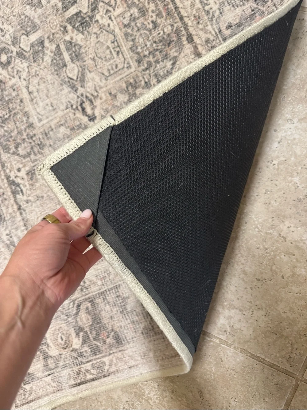 Neutral Gray and Cream Runner Rug - Home Accents